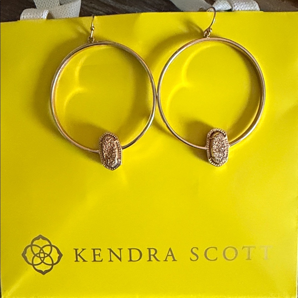 Kendra Scott Rose Gold Hoop Earrings with Pavé Charm